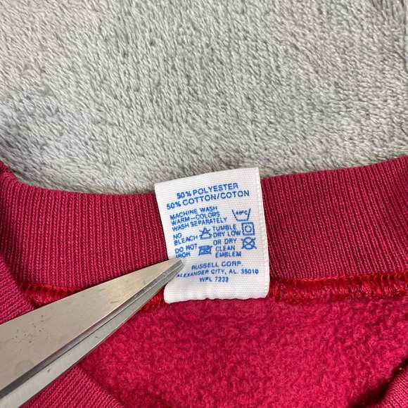 Vintage Russell Athletic Solid Pink Sweatshirt Crewneck Pullover USA Large - Picture 7 of 10
